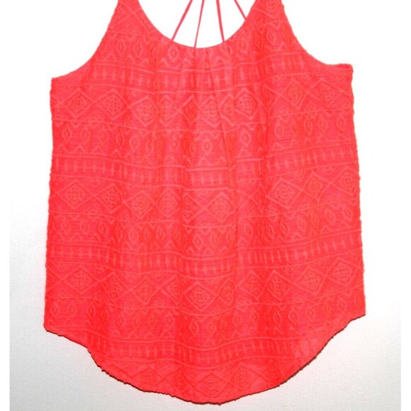 Lucky Brand Orange Boho Flowy Double Layered Strappy Textured Tank Top Womens S - Picture 2 of 7